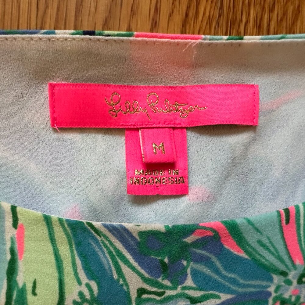 Lilly Pulitzer Beldon Floral Lined Blouse with Short Sleeves Medium - Picture 3 of 6